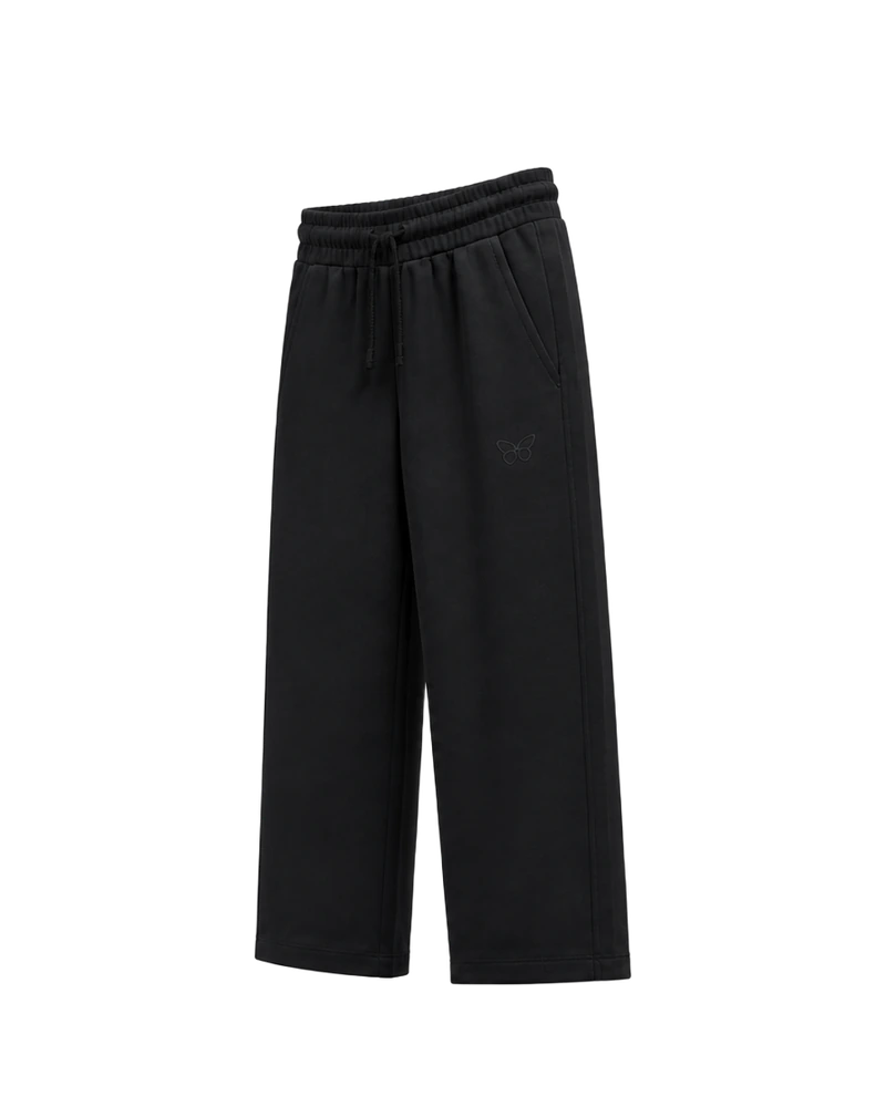 BASIC JOGGER - schwarze Unisex-Jogginghose mit Ton-in-Ton-Schmetterling, Seitenansicht