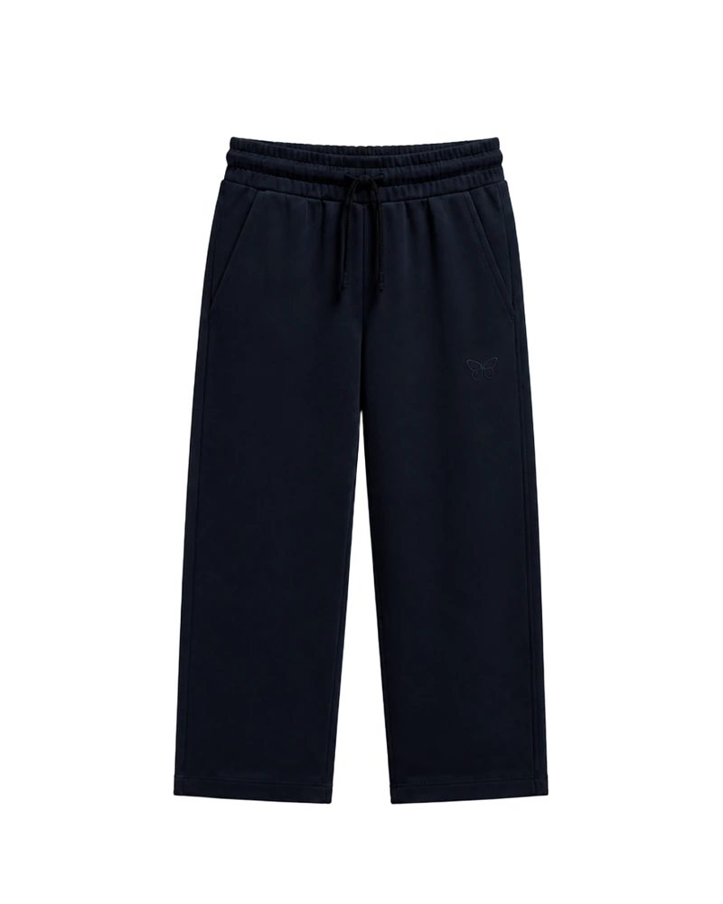 BASIC JOGGER - dunkelblaue Unisex-Jogginghose mit Ton-in-Ton-Schmetterling, Produktansicht