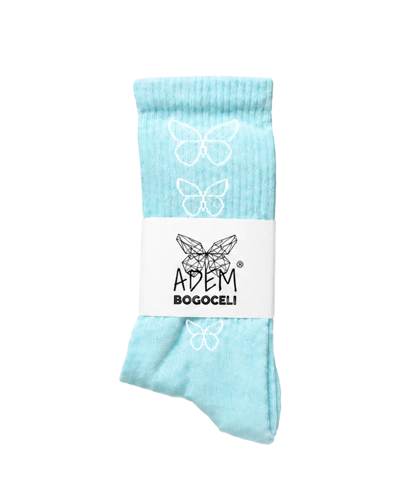 ADEM BOGOCELI AWAKENING Socks - Crew-Socken Unisex, Blau Schwarz Weiß