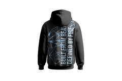 Schwarzer Hoodie ADEM BOGOCELI EMPOWERMENT Half Wing, Rückenansicht mit Halbflügel-Print, Printvariante Blau