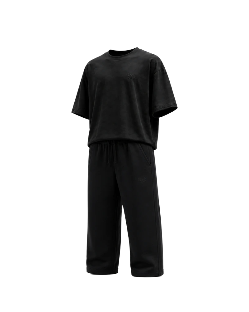 BASIC SET - Oversized-Unisex-T-Shirt und Jogger in Schwarz und Dunkelblau