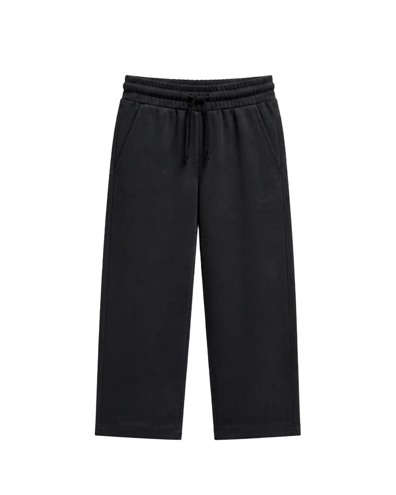 BASIC JOGGER - schwarze Unisex-Jogginghose mit Ton-in-Ton-Schmetterling, Produktansicht
