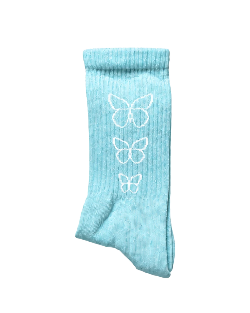 AWAKENING Socks in Blau – Unisex-Crew-Socken mit Rippenstruktur, Paar ohne Banderole