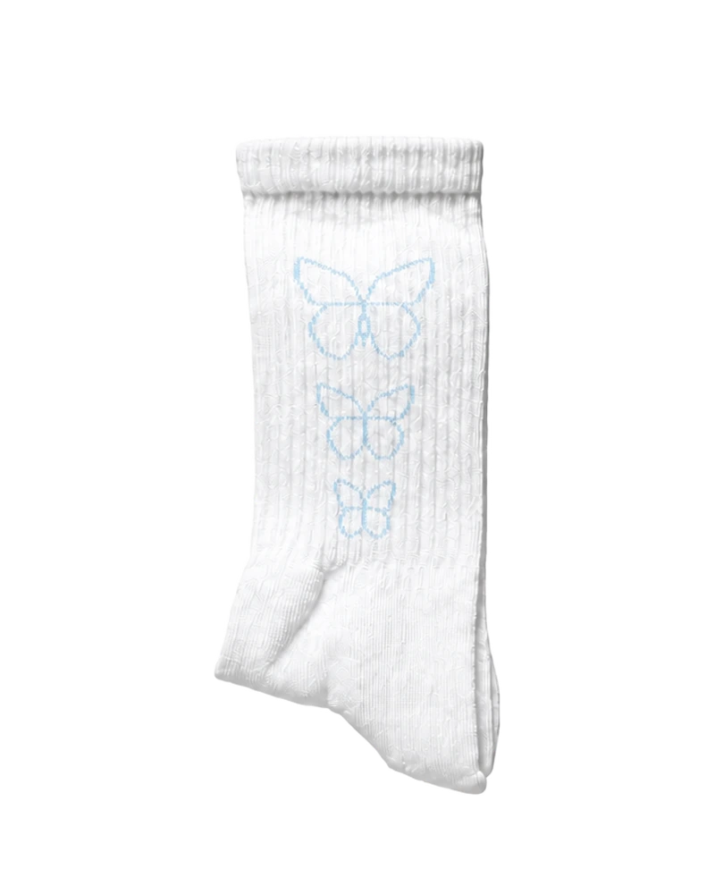 AWAKENING Socks in Weiß – Unisex-Crew-Socken mit Rippenstruktur, Paar ohne Banderole